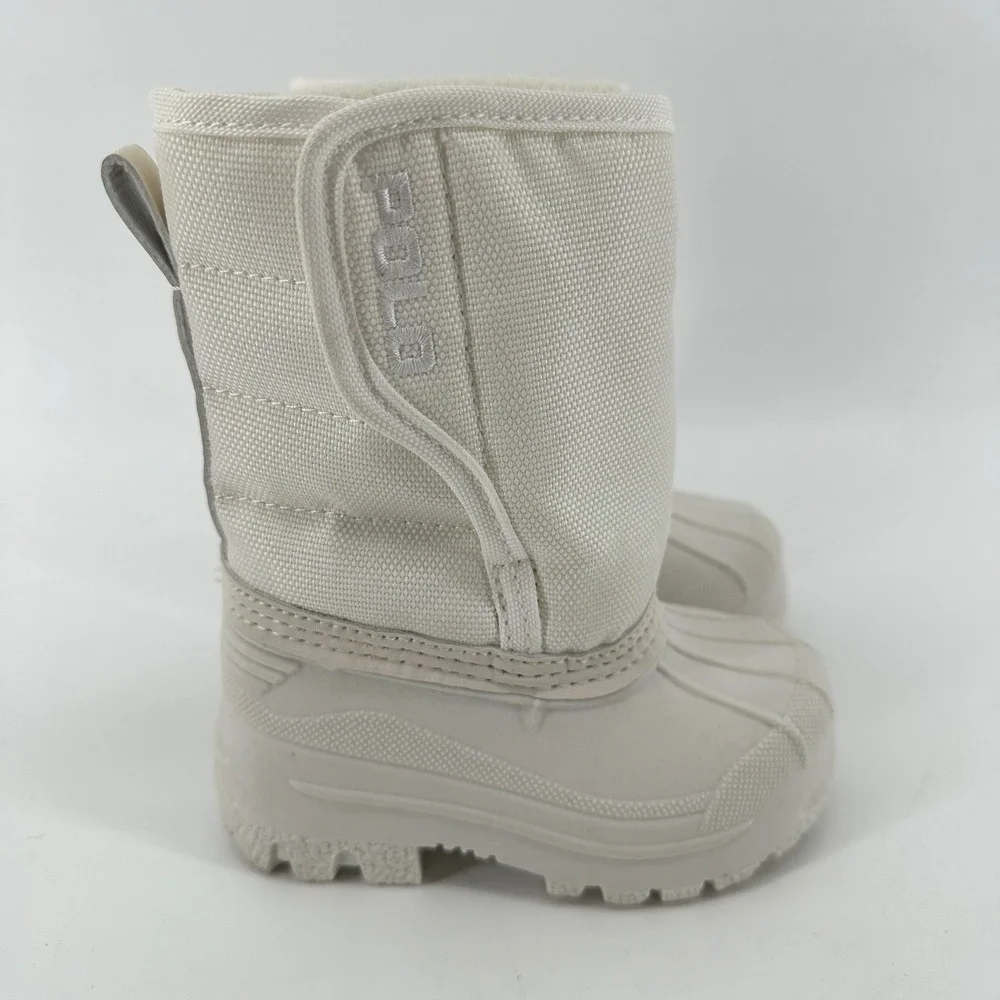 Polo Ralph Lauren Kids White Canvas Rubber Duck Snow Boots Fleece Lined Size 5